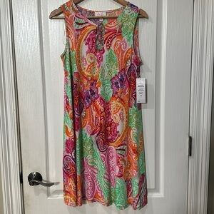 Ivy Lane size S sleeveless multicolor, silver ring, neck trim NWT
